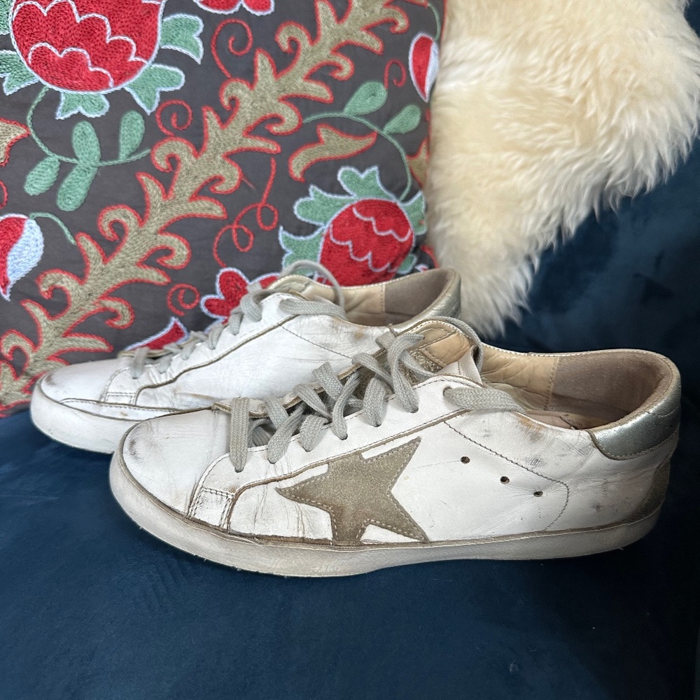 Golden Goose Women's Super-Star with silver heel tab and metal stud lettering